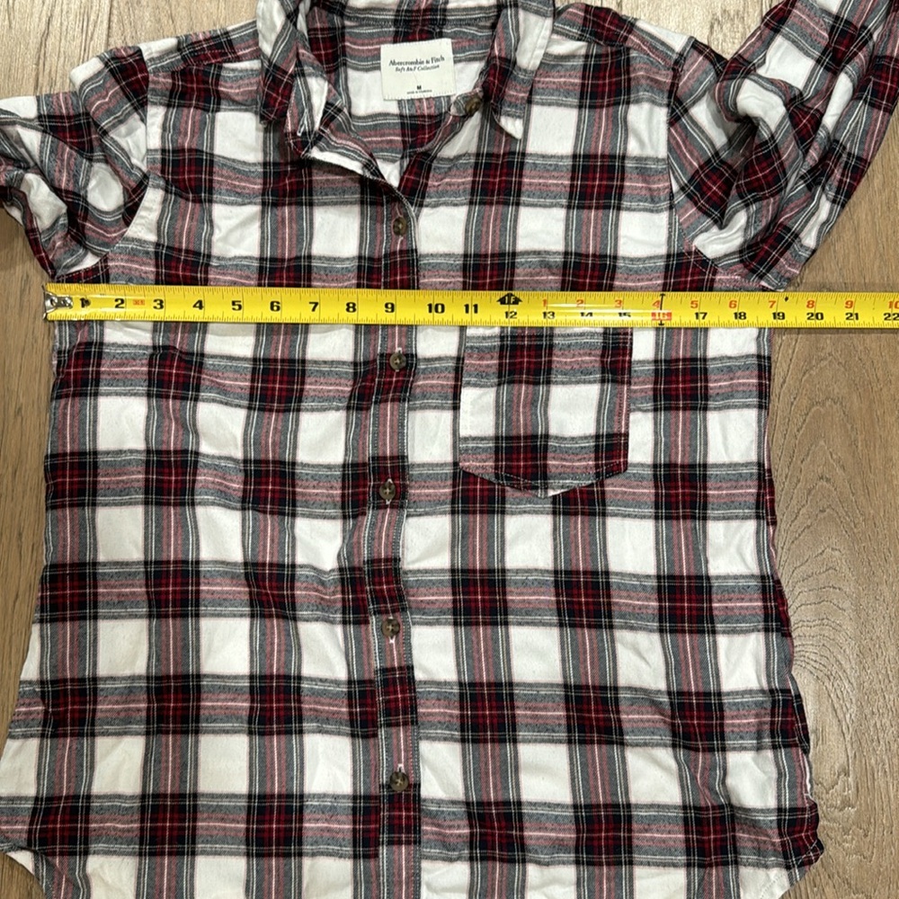 Abercrombie & Fitch Soft A&F Flannel Collection Plaid Dress Lounge Shirt… - Picture 3 of 6